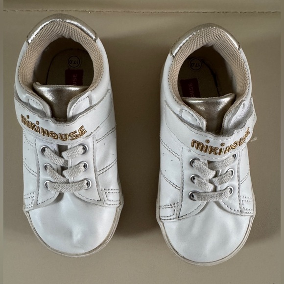 Miki House White & Gold Toddler Sneakers - Picture 4 of 12